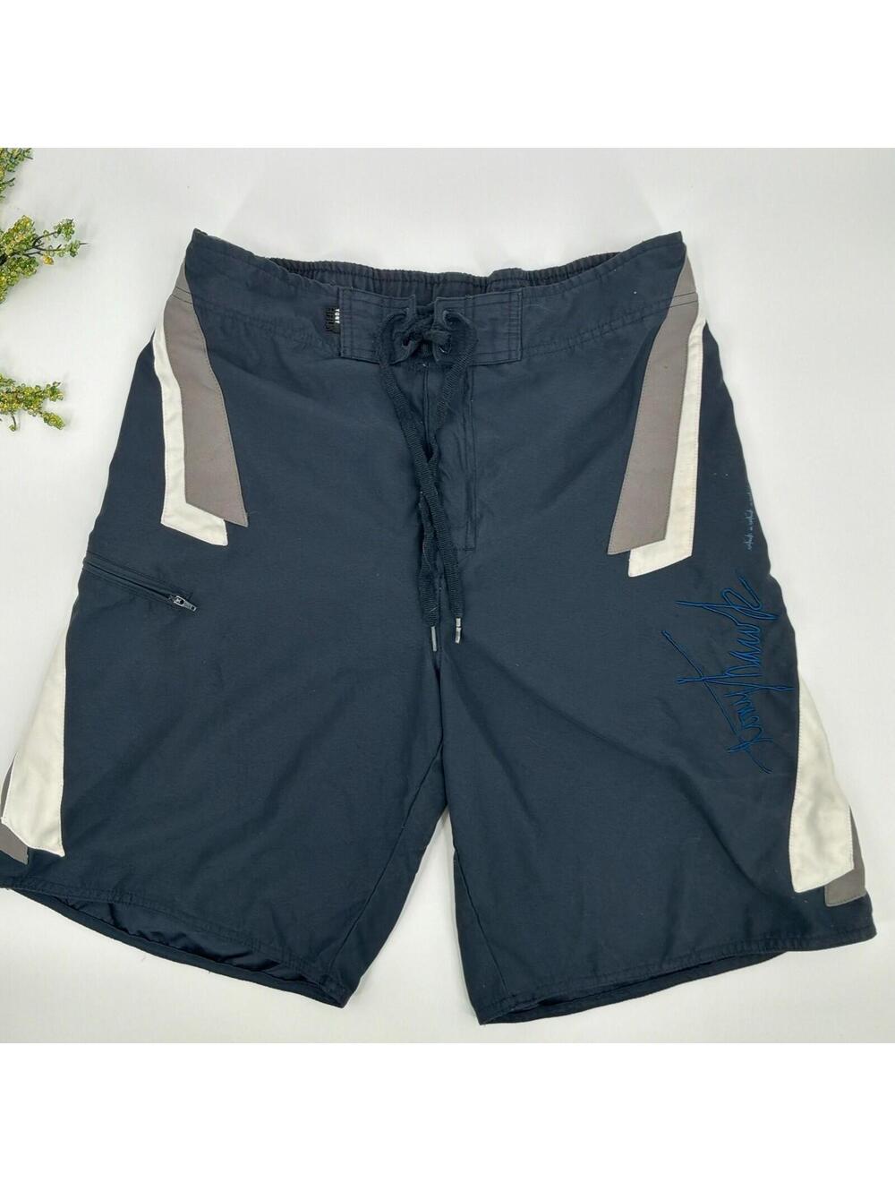 Tony Hawk Navy Board Shorts Signature Logo Swim Cargo Short Men’s